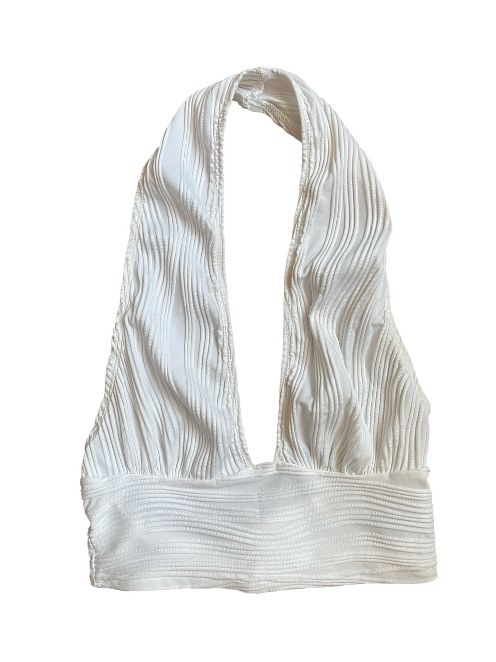 SHEIN Icon Solid Backless Crop Halter in Pearly White